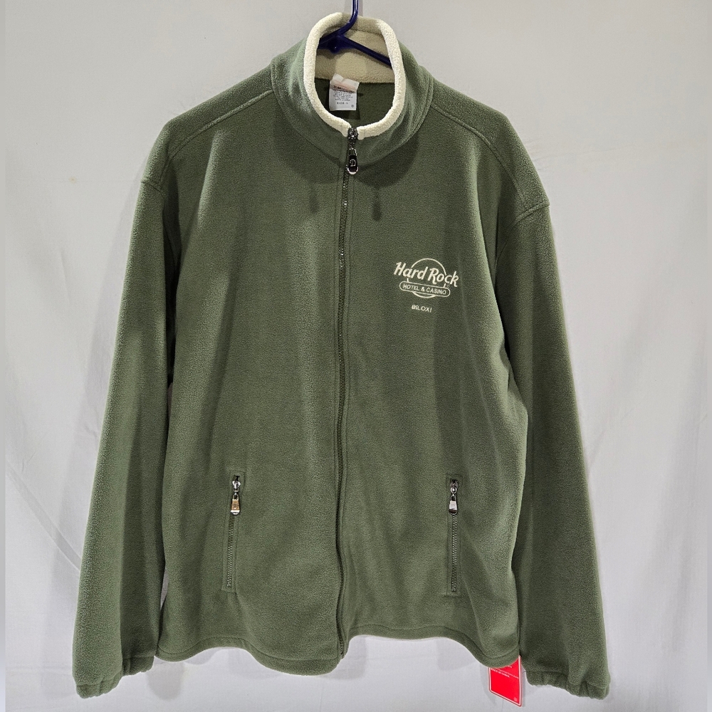 Hard Rock Casino Hotel Fleece Sweatshirt L Mockneck Green Full Zip Dimco Apparel